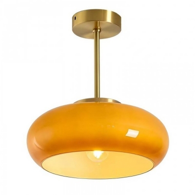 Lampa sufitowa w stylu Bauhaus z mosiężnym szklanym dyskiem