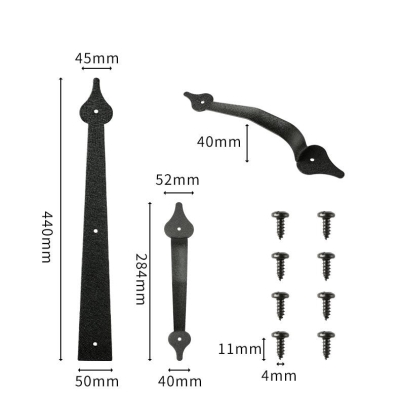Maniglia per porta in ferro per porta da garage con porta da fienile, cerniera, maniglia
