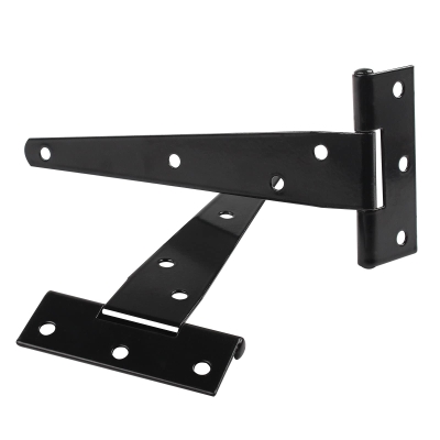 Cerniera a T per porta, cancello e fienile, in ferro battuto, antiruggine, tutte le dimensioni, nera (6 pezzi)