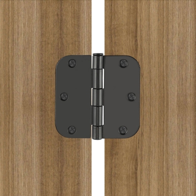Confezione da 18 cerniere per porte arrotondate nere, 3,5 pollici x 3,5 pollici, raggio 5/8"