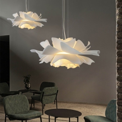 Lampada a sospensione nordica a forma di fiore di loto bianco