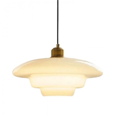 Lampada a sospensione in vetro bianco latte Art D&eacute;co