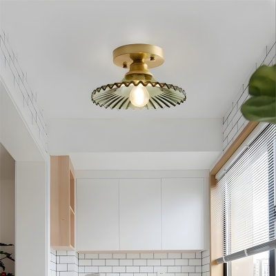 Lampa sufitowa z przezroczystego szkła w stylu vintage z żebrowanymi płatkami