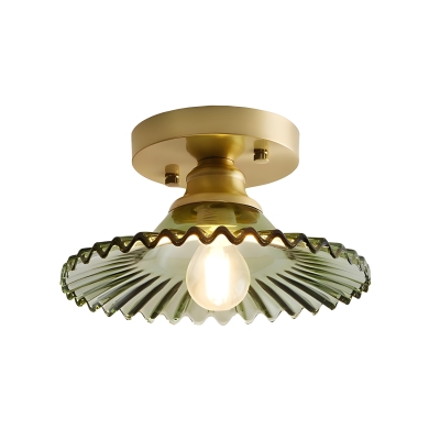 Lampa sufitowa z przezroczystego szkła w stylu vintage z żebrowanymi płatkami