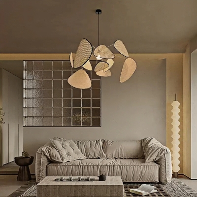 Handgefertigte Bambus-Wandlampe, Rattan-Kronleuchter