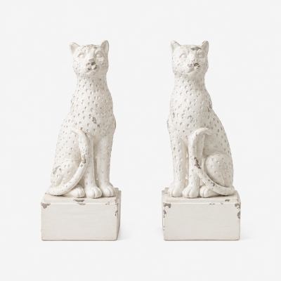 Serre-livres animaux en r&eacute;sine blanche