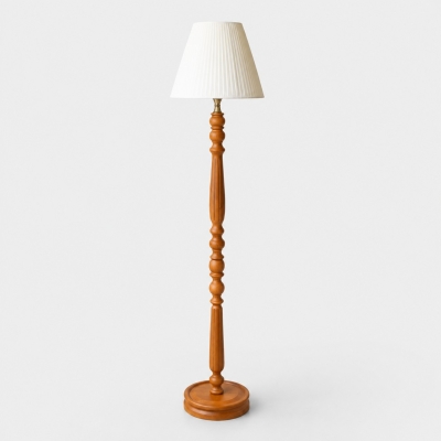 Vintage Stehlampe aus Massivholz mit optionalem Beistelltisch