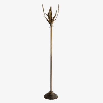 Porte-bougie sur pied vintage en laiton, motif bl&eacute;
