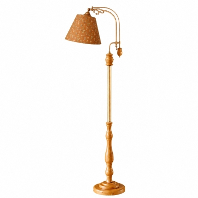 Vintage-Stehlampe aus Holz und Stoff