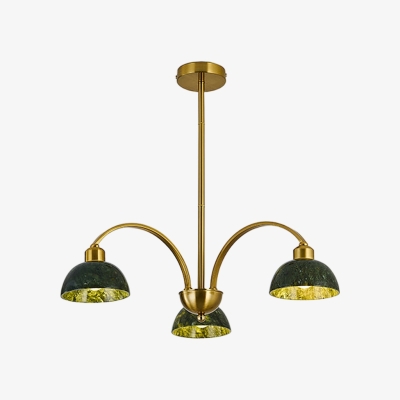 Lampadario a cupola smerlata in giada verde