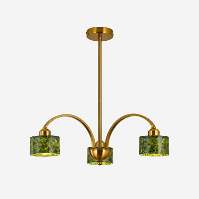 Lampadario a rami arcuati in giada verde