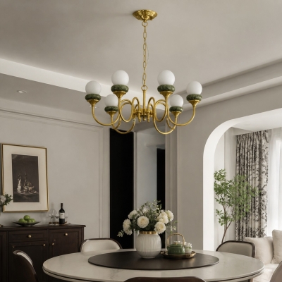Lampadario a bracci ad anello in giada verde