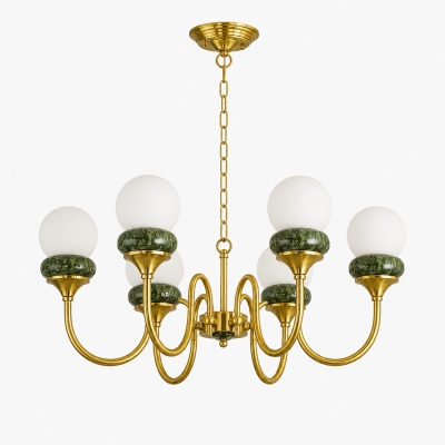 Lampadario a bracci ad anello in giada verde