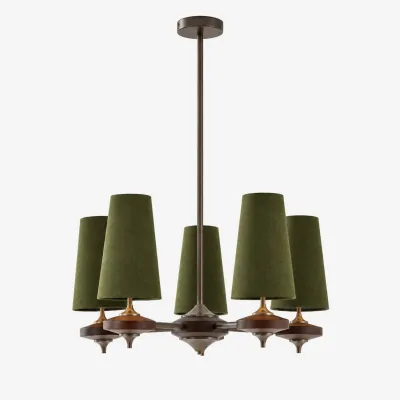 Lampadario Hour Rho in noce e velluto