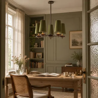 Lampadario Hour Rho in noce e velluto