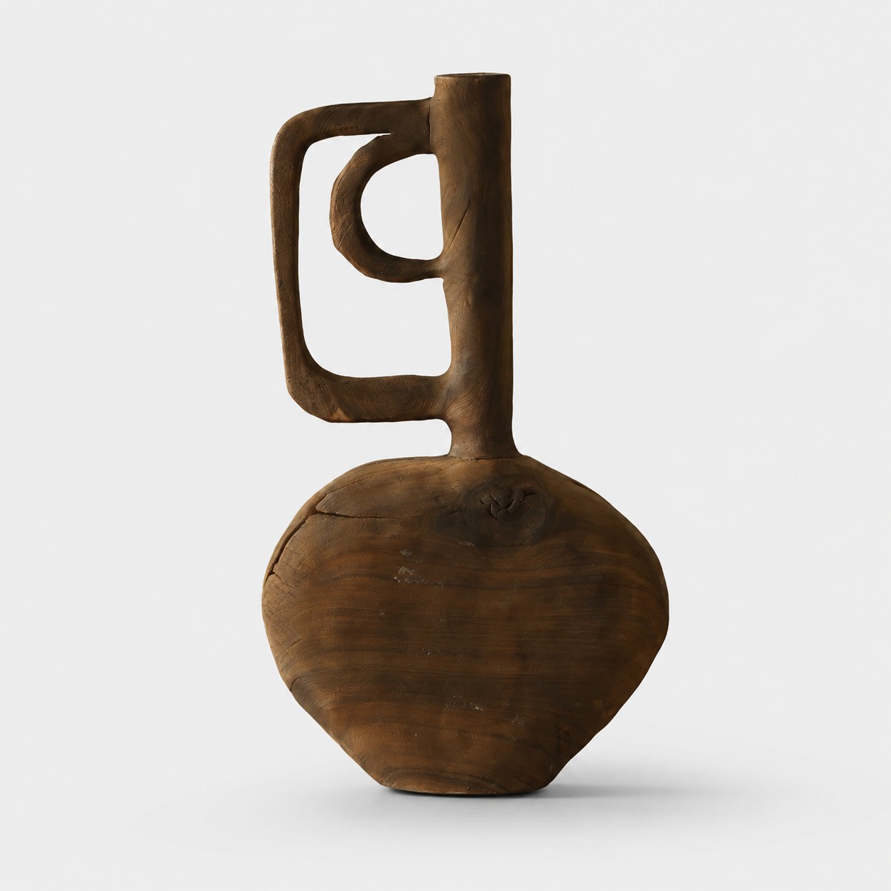Handgeschnitzte Skulpturenvase aus Massivholz