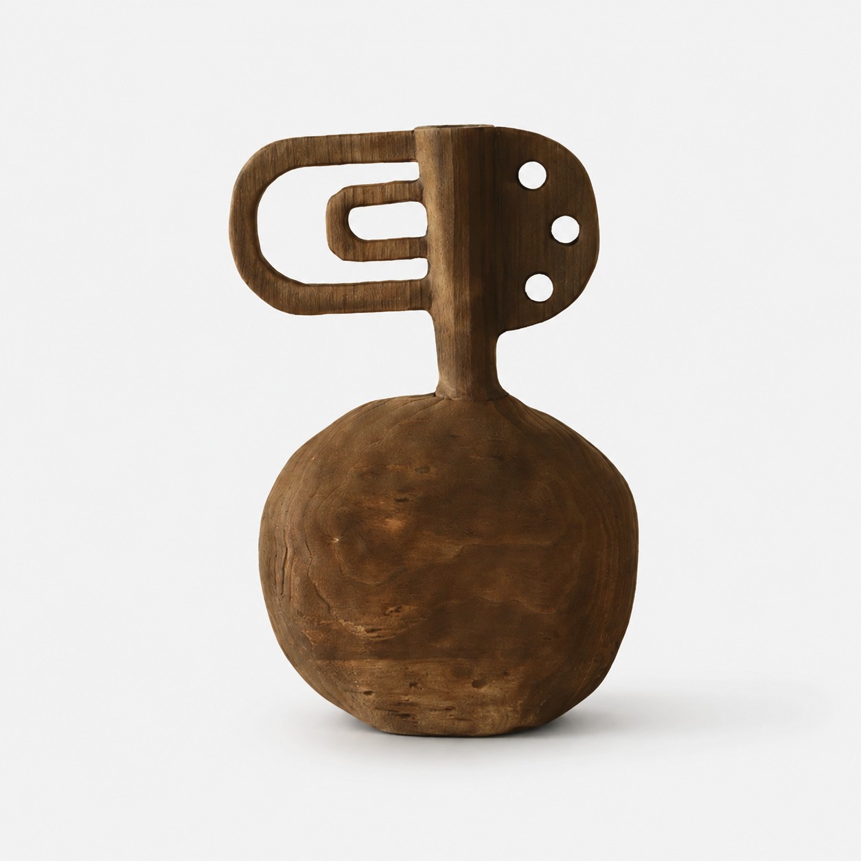 Handgeschnitzte Skulpturenvase aus Massivholz