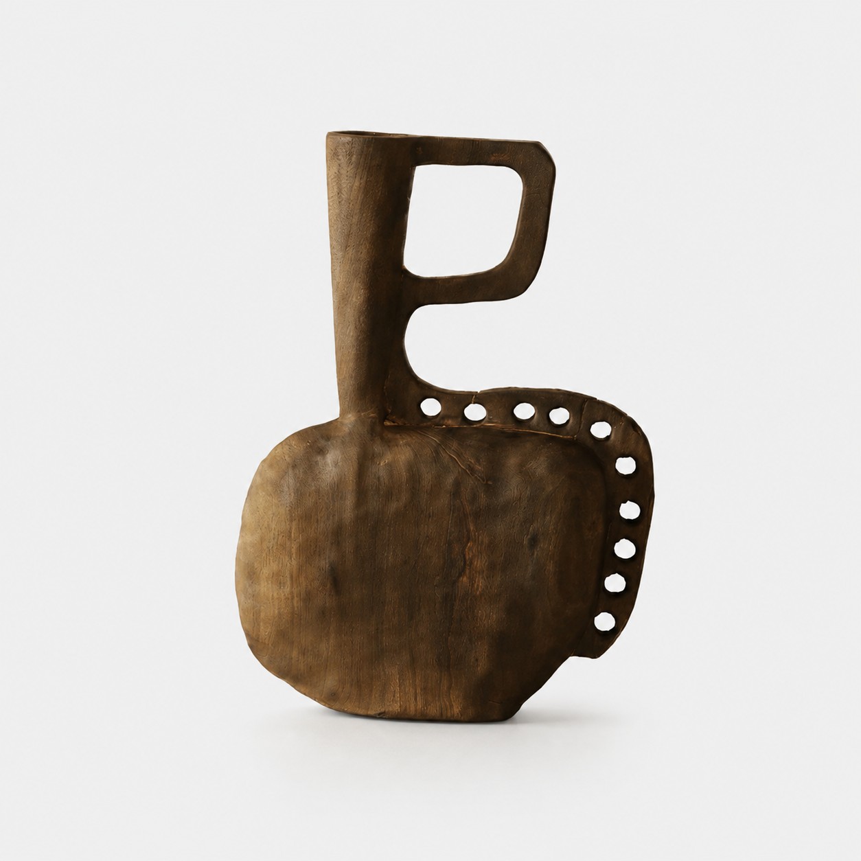 Handgeschnitzte Skulpturenvase aus Massivholz