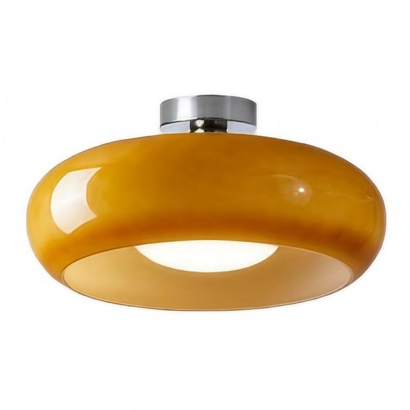 Vintage Messing Bauhaus Glasscheiben-Deckenleuchte