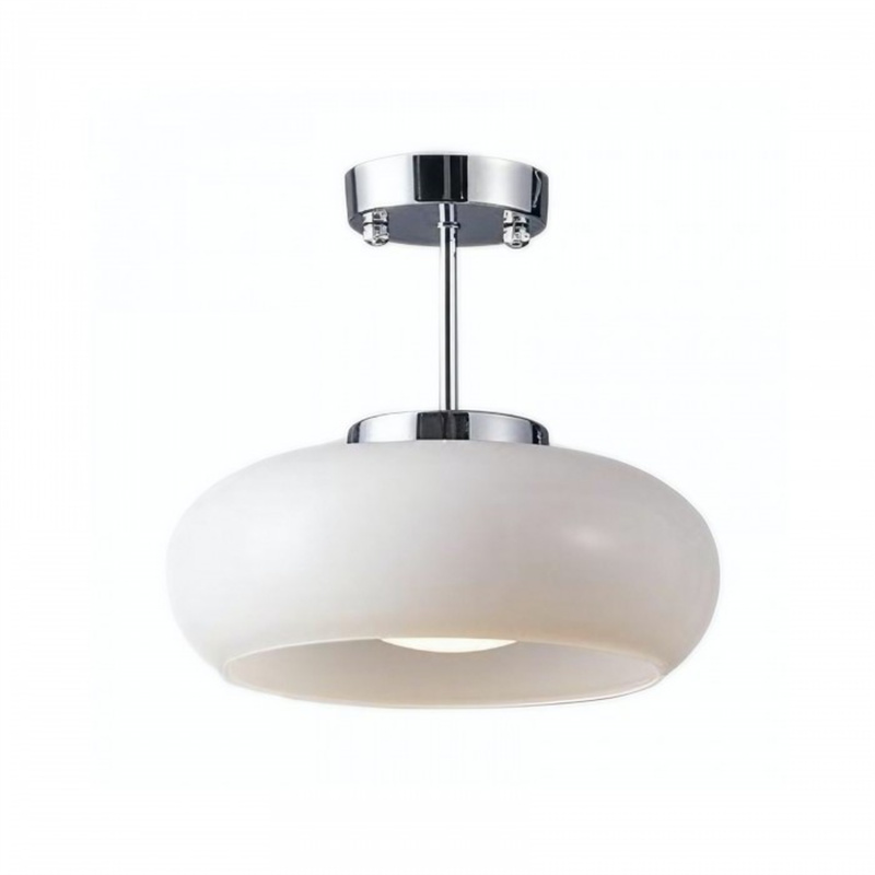 Vintage Messing Bauhaus Glasscheiben-Deckenleuchte