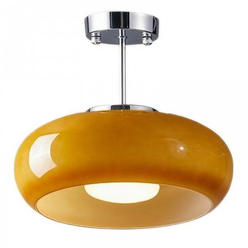 Vintage Messing Bauhaus Glasscheiben-Deckenleuchte