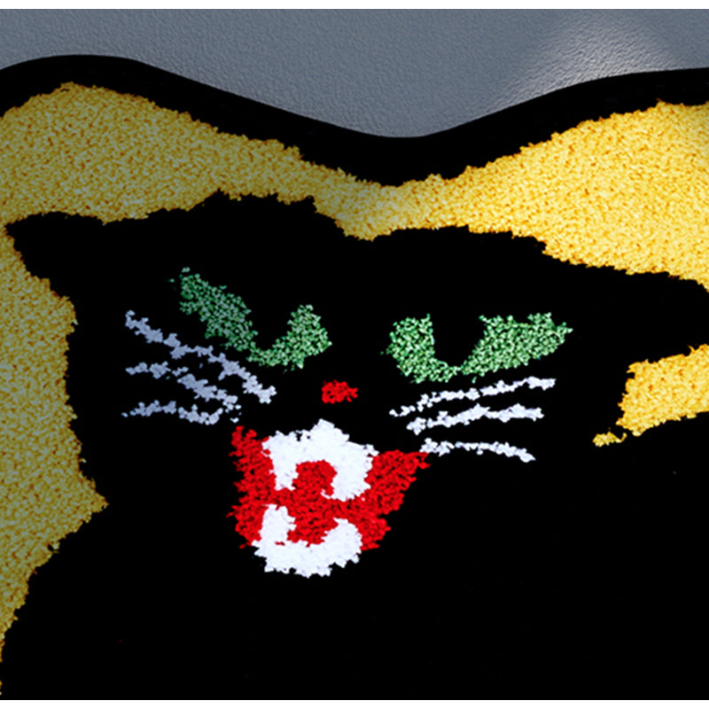 Tapis de sol moelleux fait main chat noir