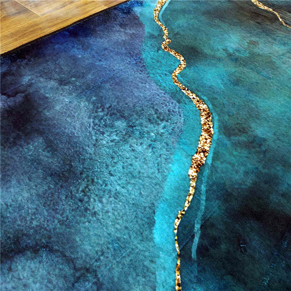 Tapis sarcelle de luxe pour d&eacute;coration de salon, grand tapis de sol