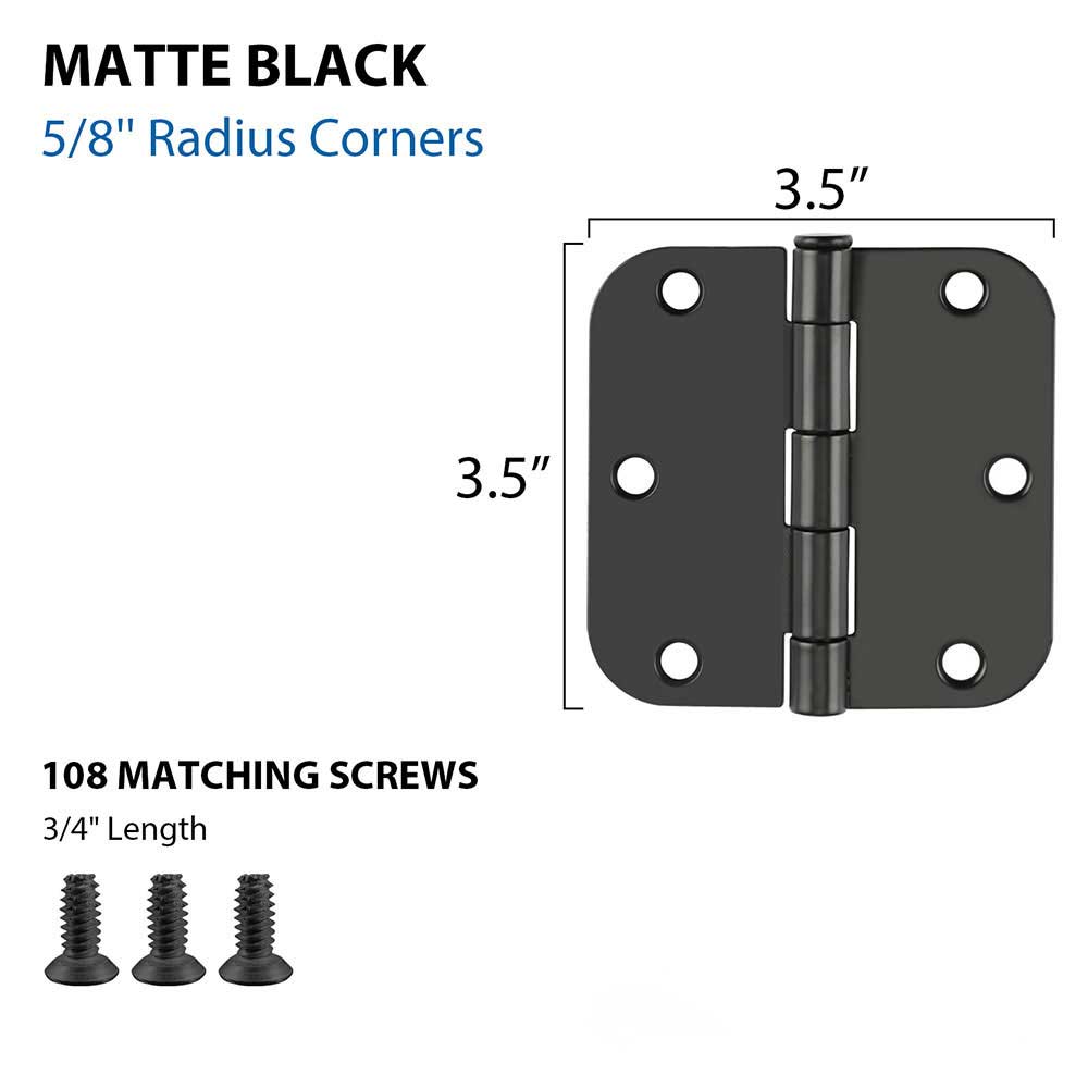 Paquet de 24 charni&egrave;res de porte noires, quincaillerie de porte noire mate de 3,5 pouces