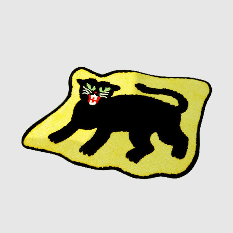 Tapis de sol moelleux fait main chat noir