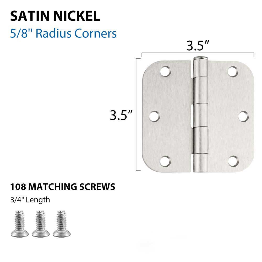 18er-Pack T&uuml;rscharniere aus geb&uuml;rstetem Nickel, 3,5 Zoll Innent&uuml;rbeschl&auml;ge