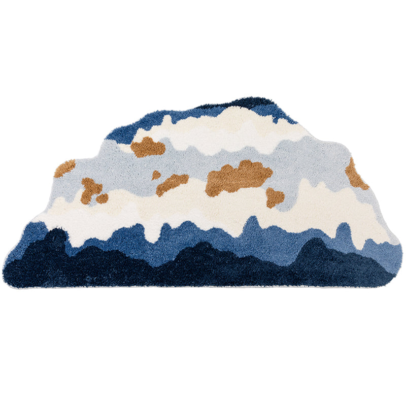 Getufteter Schneeberg-Schlafzimmerteppich, flauschiger Nachttischteppich mit Landschaftsmotiv