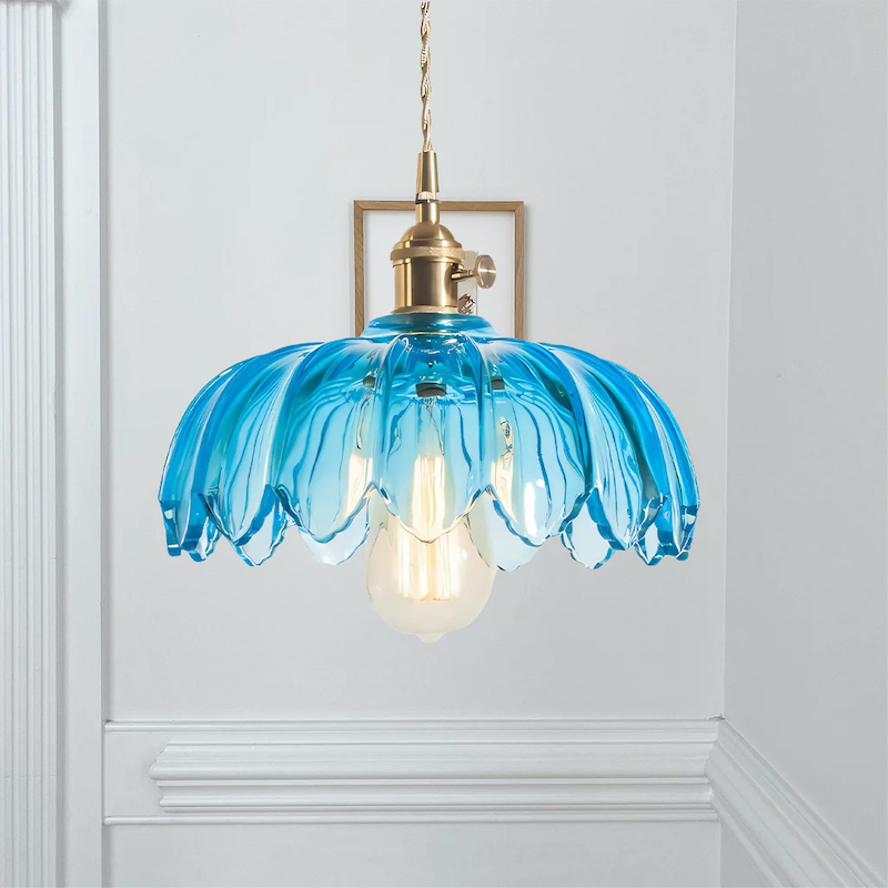 Suspension en verre style r&eacute;tro rustique en forme de p&eacute;tales