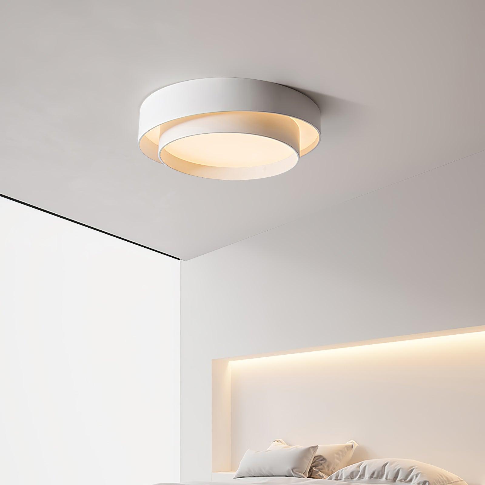 L&aacute;mpara de techo LED redonda doble moderna
