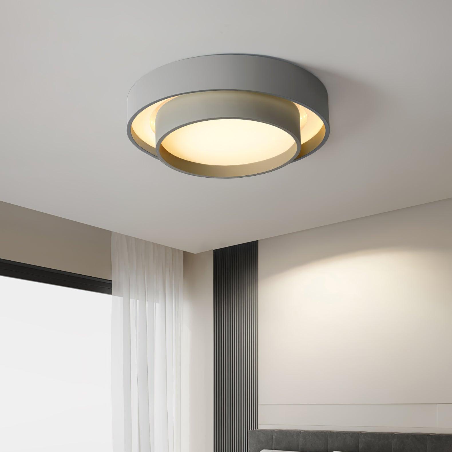 L&aacute;mpara de techo LED redonda doble moderna