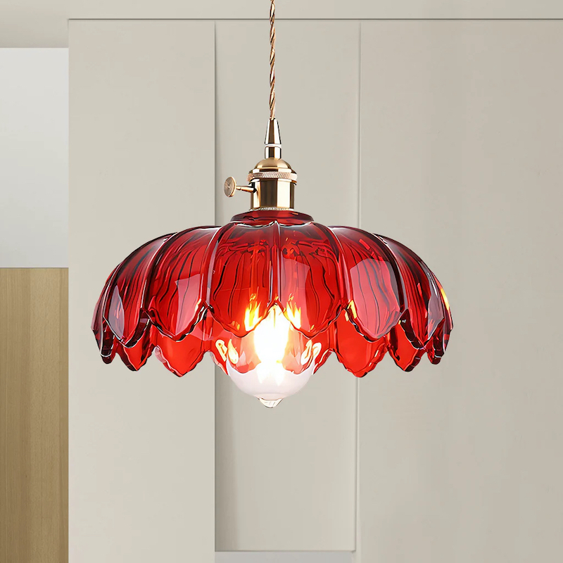 Suspension en verre style r&eacute;tro rustique en forme de p&eacute;tales