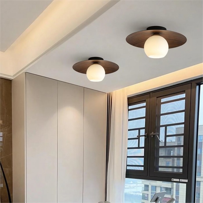 Plafonnier moderne &agrave; globe en verre c&ocirc;tel&eacute;