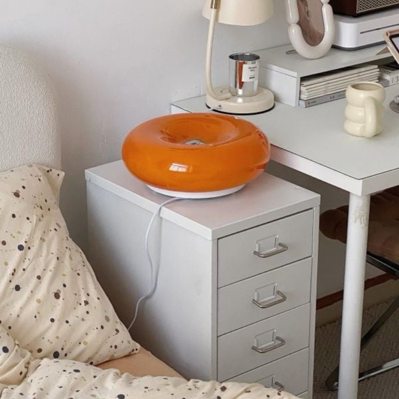 L&aacute;mpara de mesa decorativa de cristal con forma de rosquilla, aplique de pared