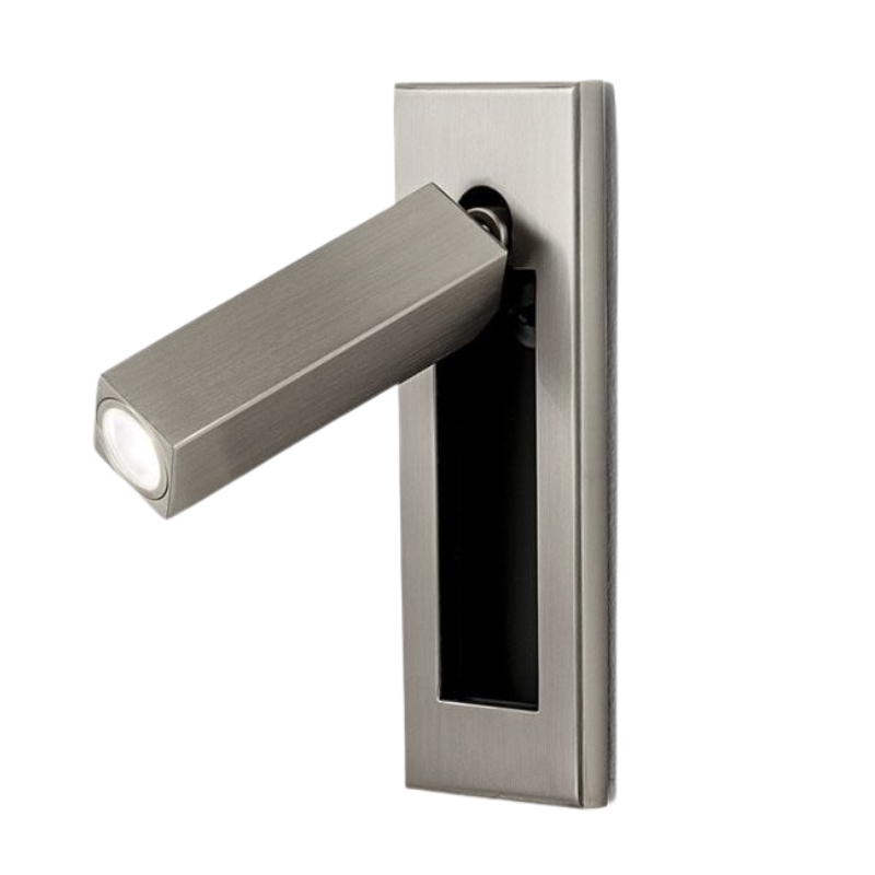 L&aacute;mpara de pared empotrada junto a la cama