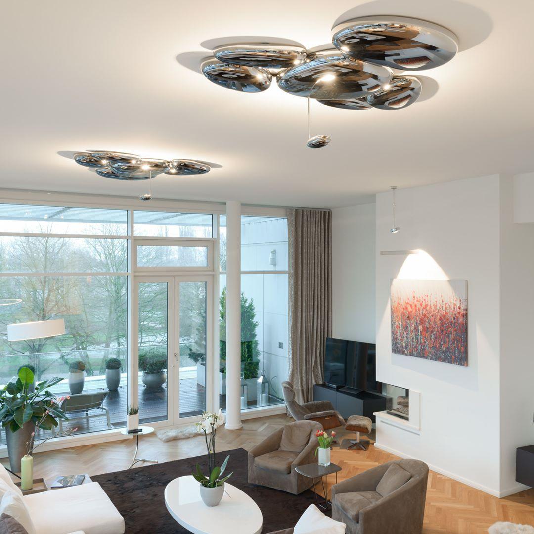 Zilveren plafondlamp met Italiaans design