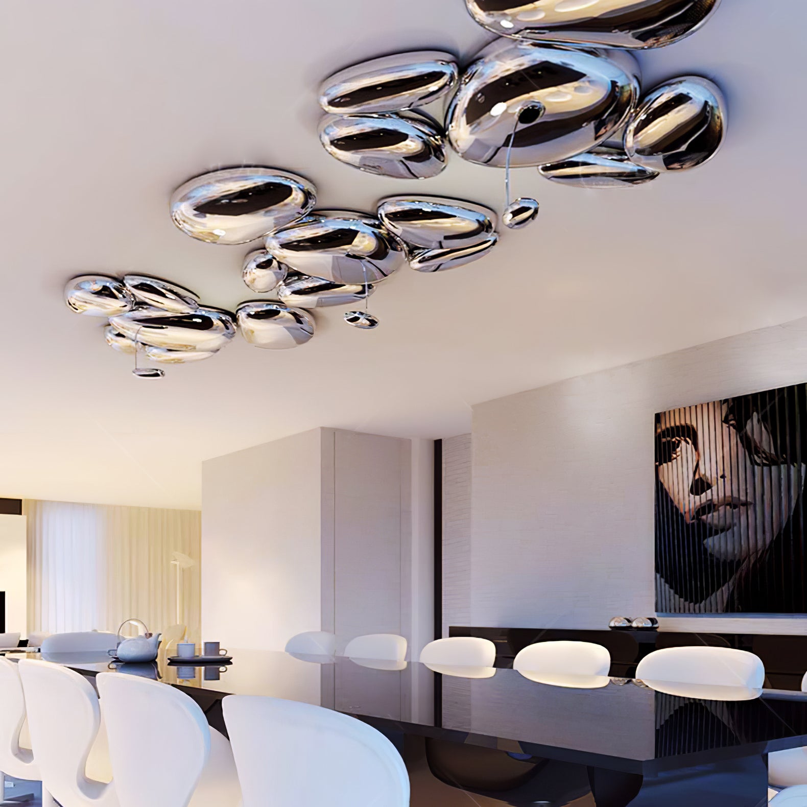 Zilveren plafondlamp met Italiaans design