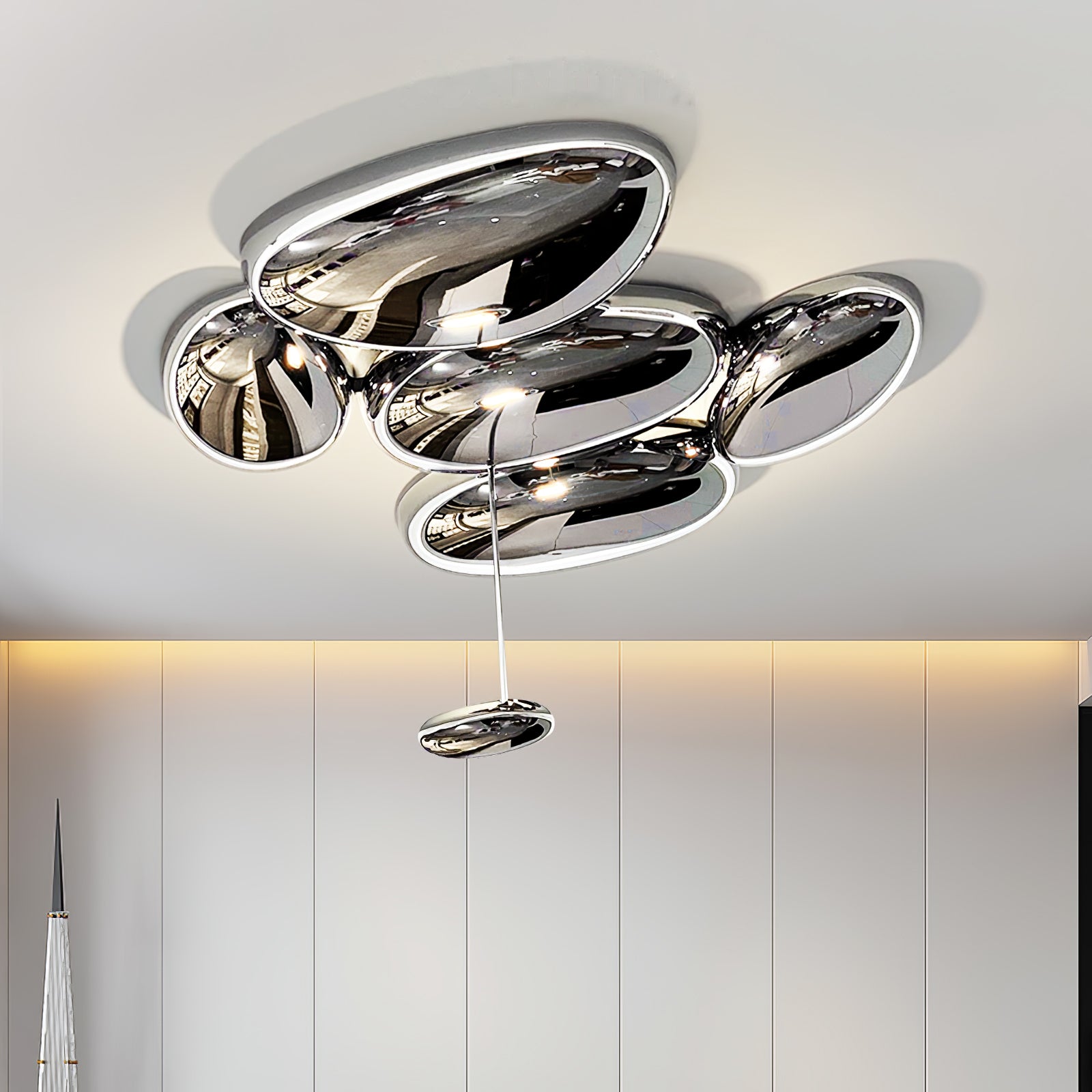 Zilveren plafondlamp met Italiaans design