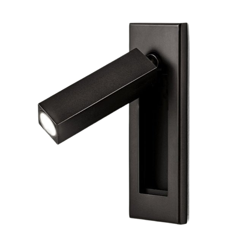 L&aacute;mpara de pared empotrada junto a la cama