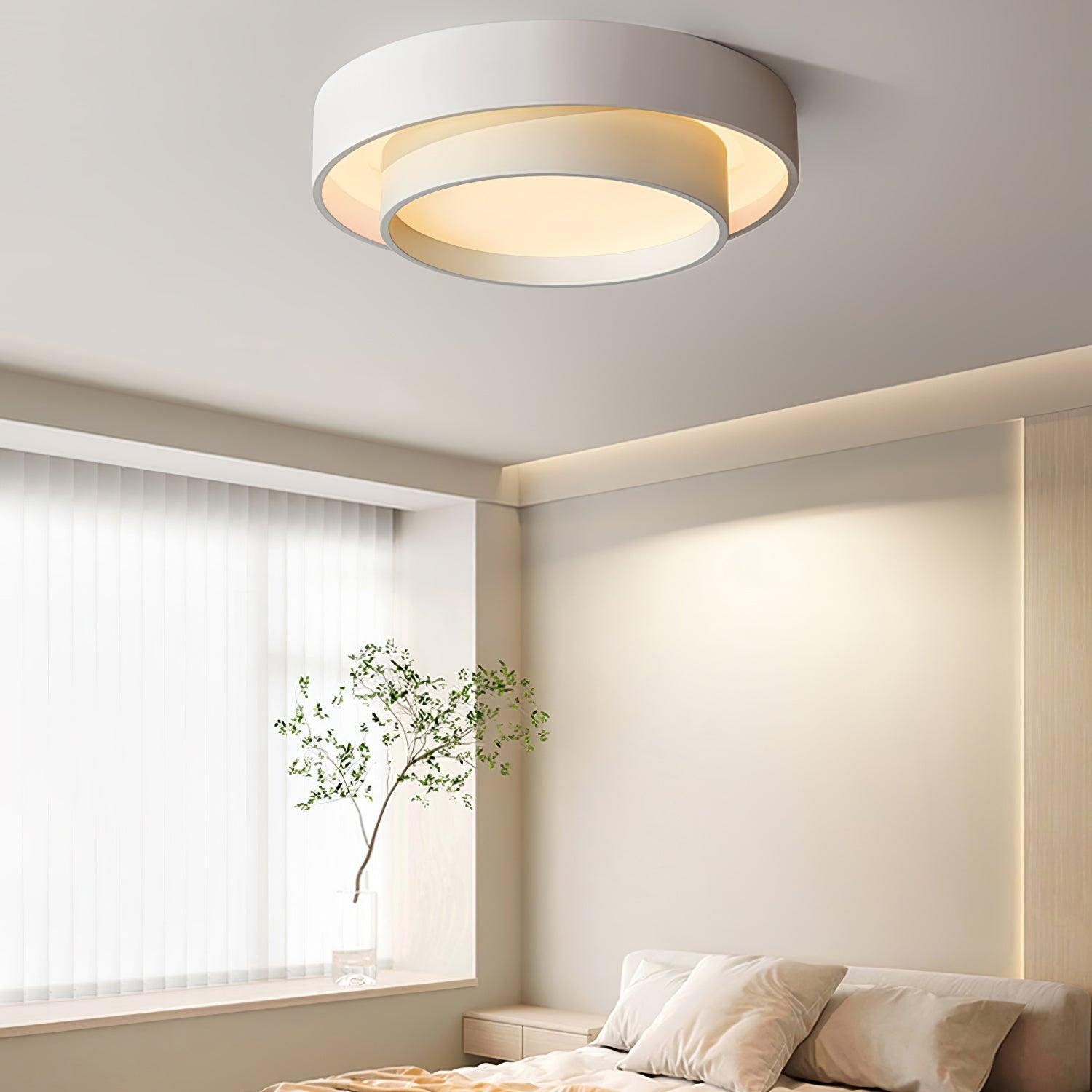 L&aacute;mpara de techo LED redonda doble moderna