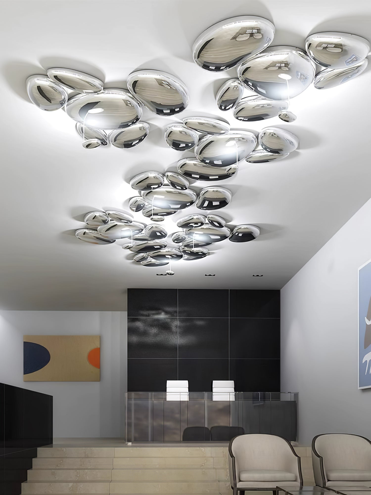 Zilveren plafondlamp met Italiaans design