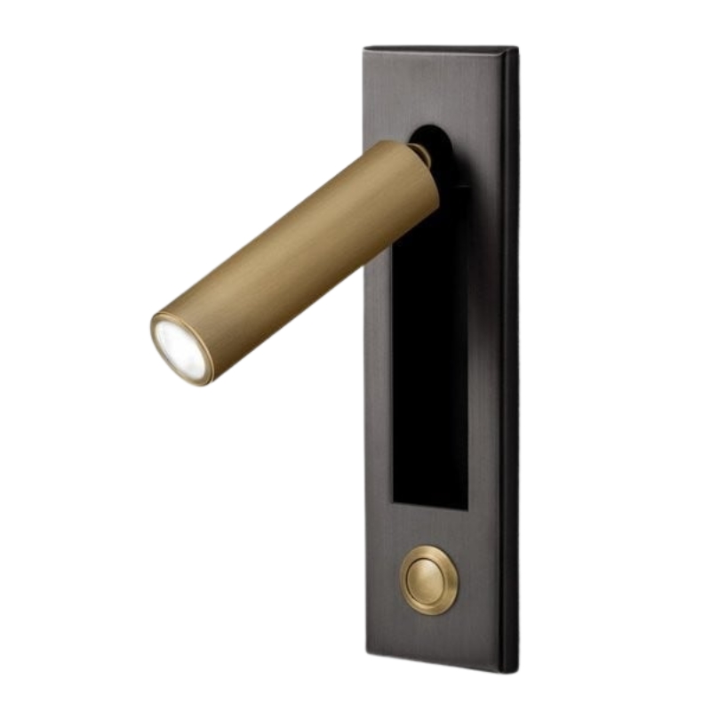 L&aacute;mpara de pared empotrada junto a la cama