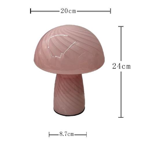 Moderne Tischleuchte aus gestreiftem Glas in Pilzform