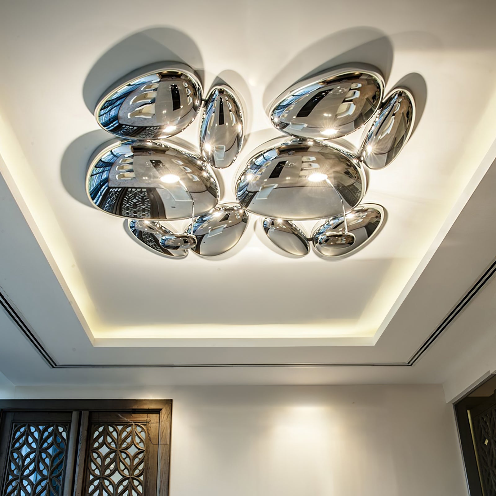 Zilveren plafondlamp met Italiaans design