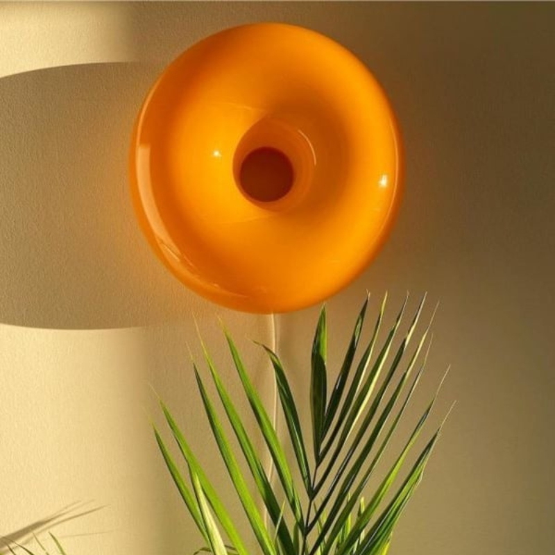 L&aacute;mpara de mesa decorativa de cristal con forma de rosquilla, aplique de pared