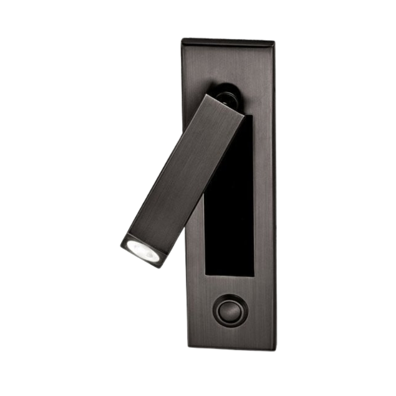 L&aacute;mpara de pared empotrada junto a la cama