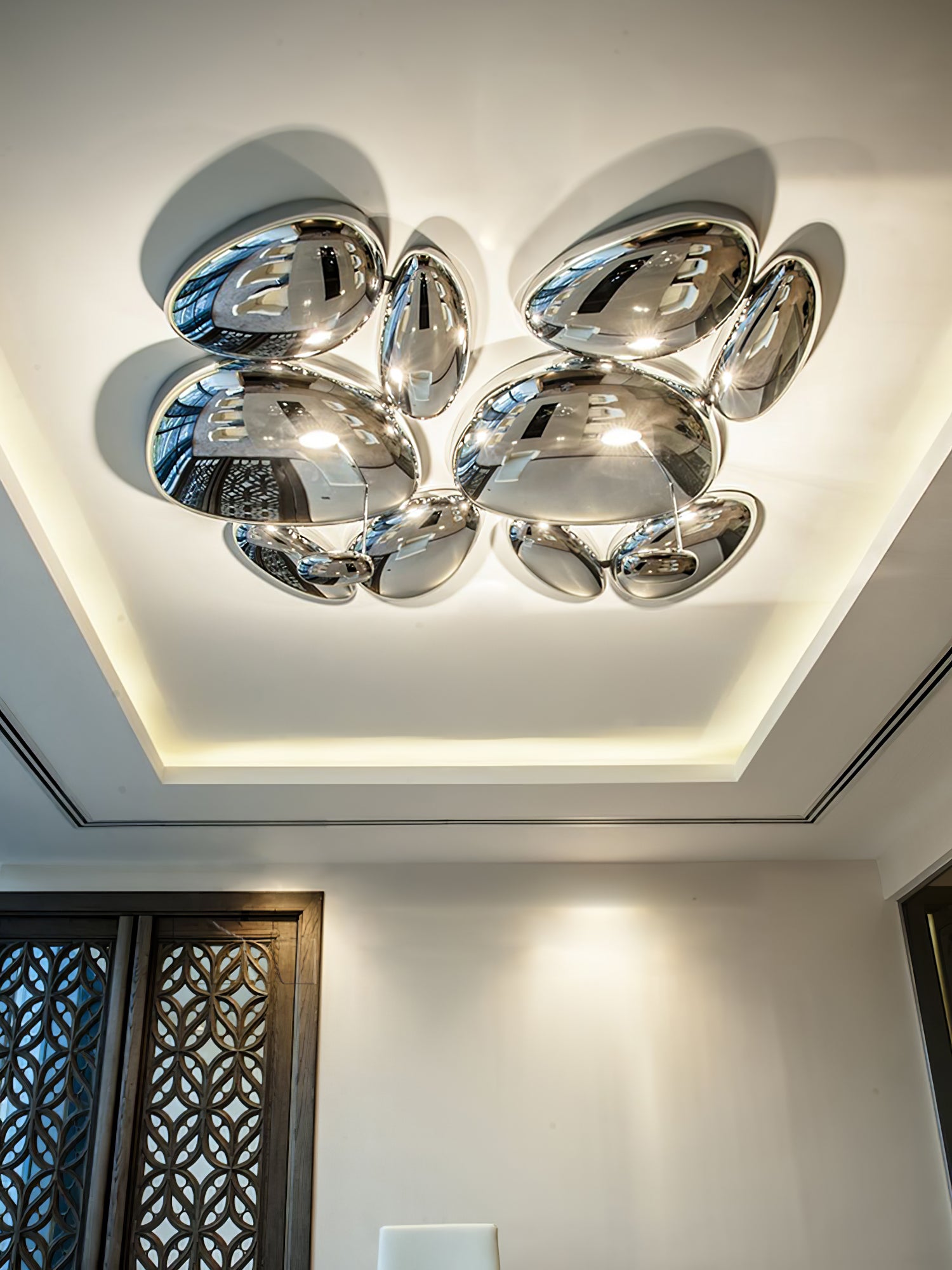 Zilveren plafondlamp met Italiaans design